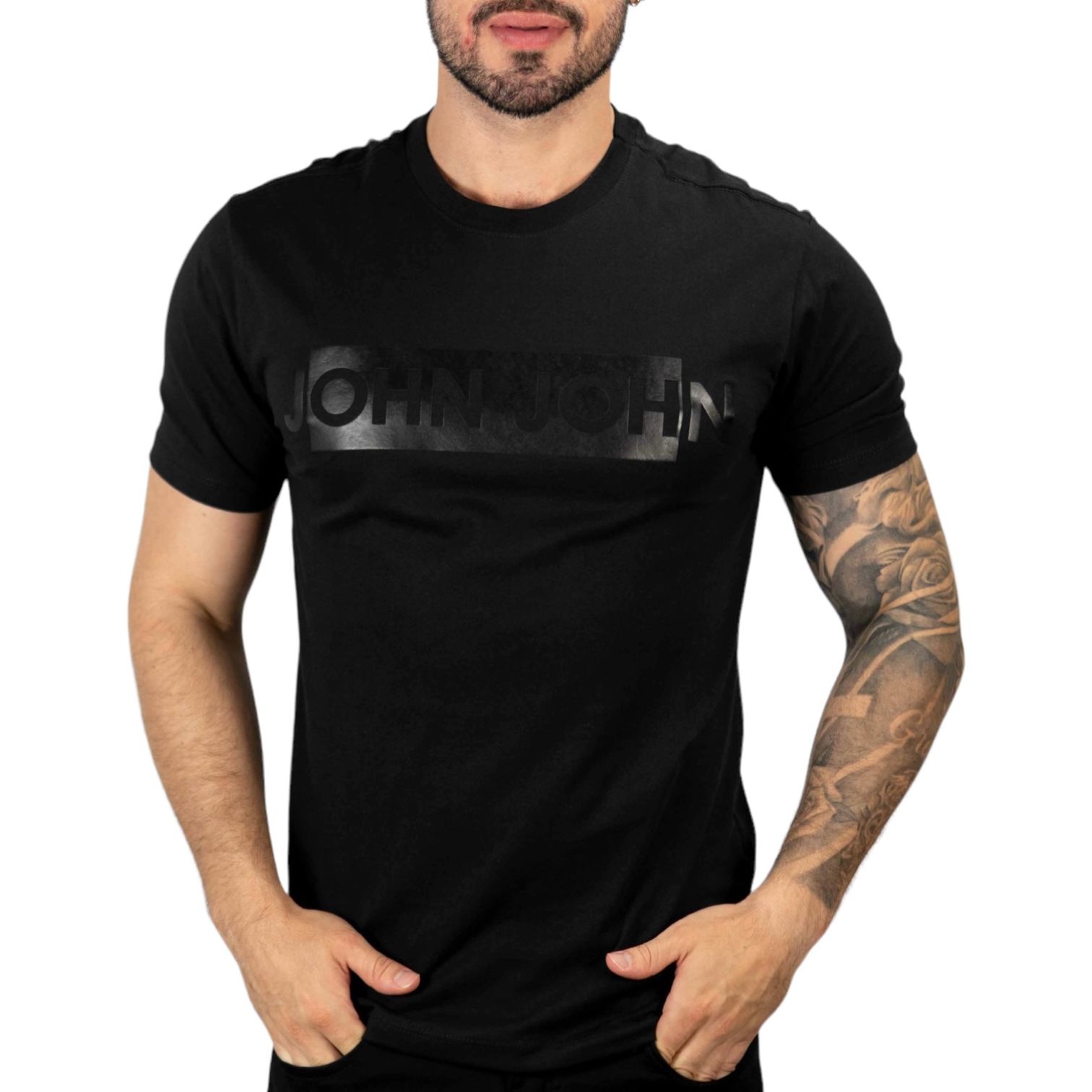 CAMISETA BASICA, T SHIRT MASCULINA, JOHN JOHN, CAMISA PRETA