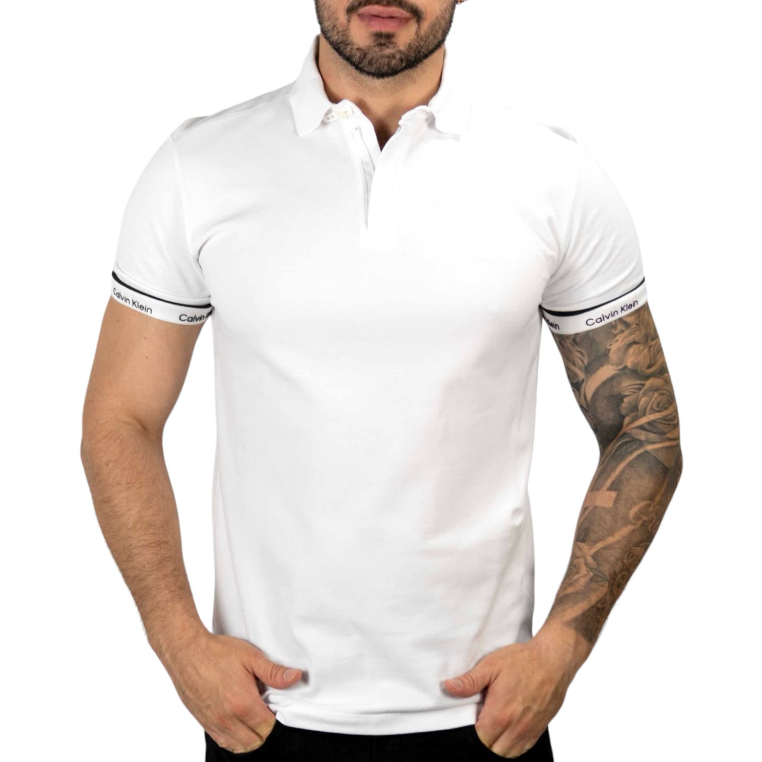 Camisa Polo Calvin Klein Logo Branca - Outlet360