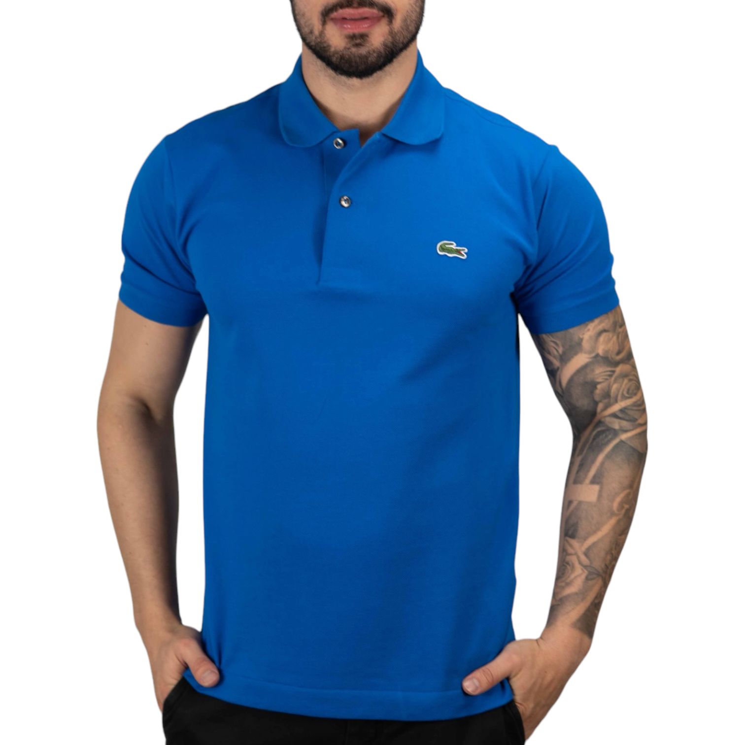Camisa Polo Lacoste Petit Piquet Slim Azul Real - Outlet360