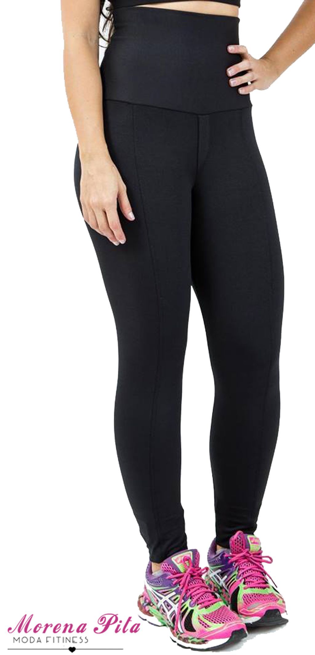 Calça Legging Academia Hoopfi com Filetes Cós Alto OX Preto