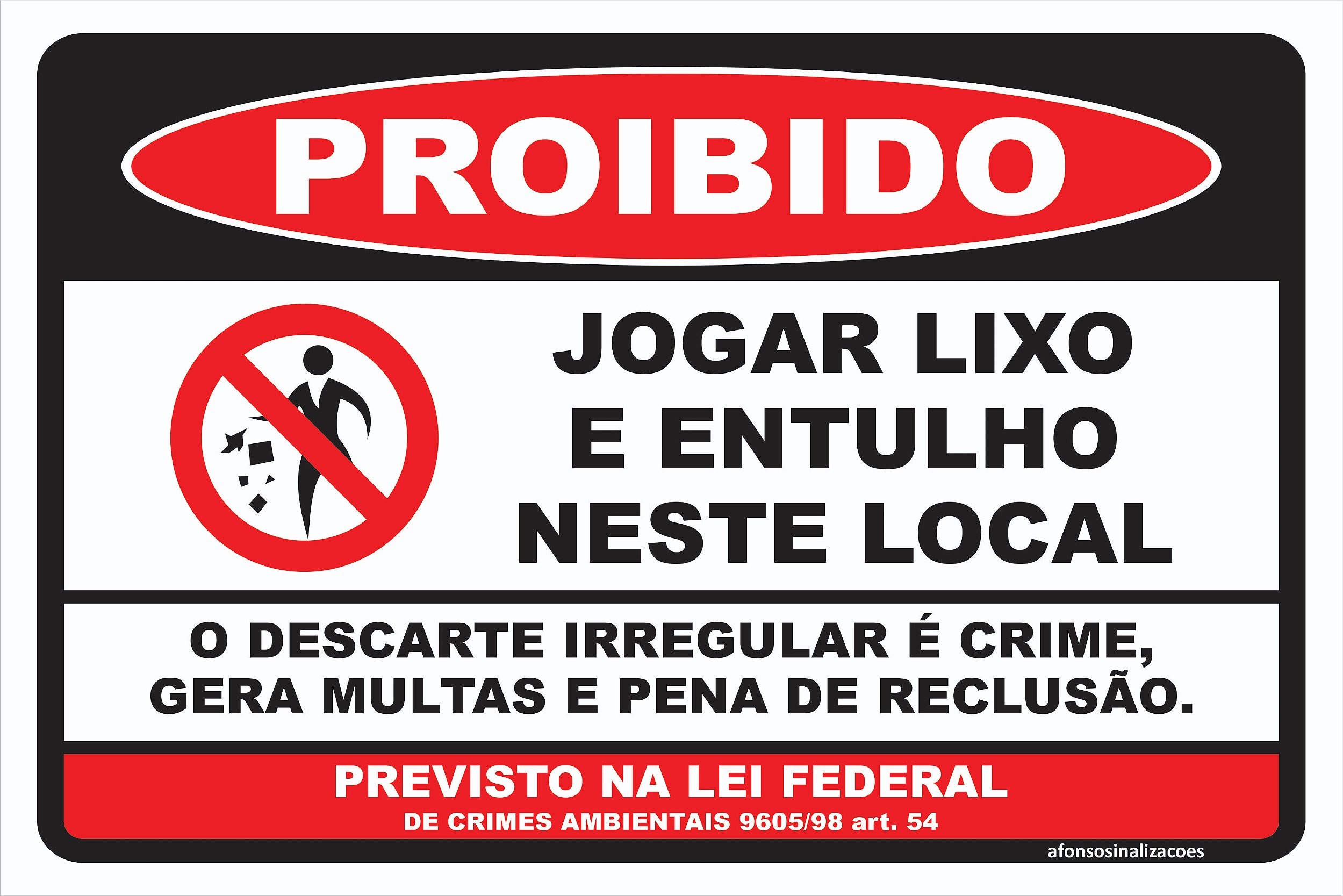 Placa Proibido Jogar Lixo Neste Local - Loja Viária - Produtos para  sinalização viária