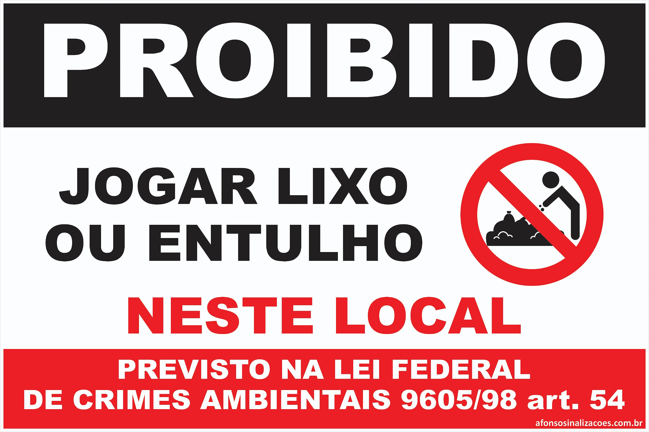 Placa Aviso Jogue o Lixo na Lixeira - Afonso Adesivos