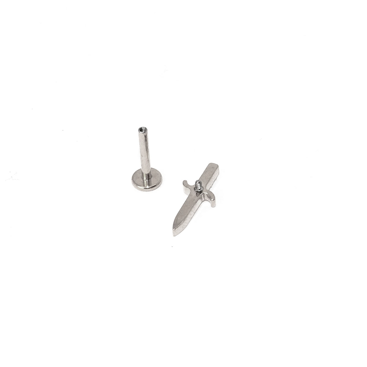 Piercing Labret em Titânio Adaga Espada Zircônias - Escola do Piercing