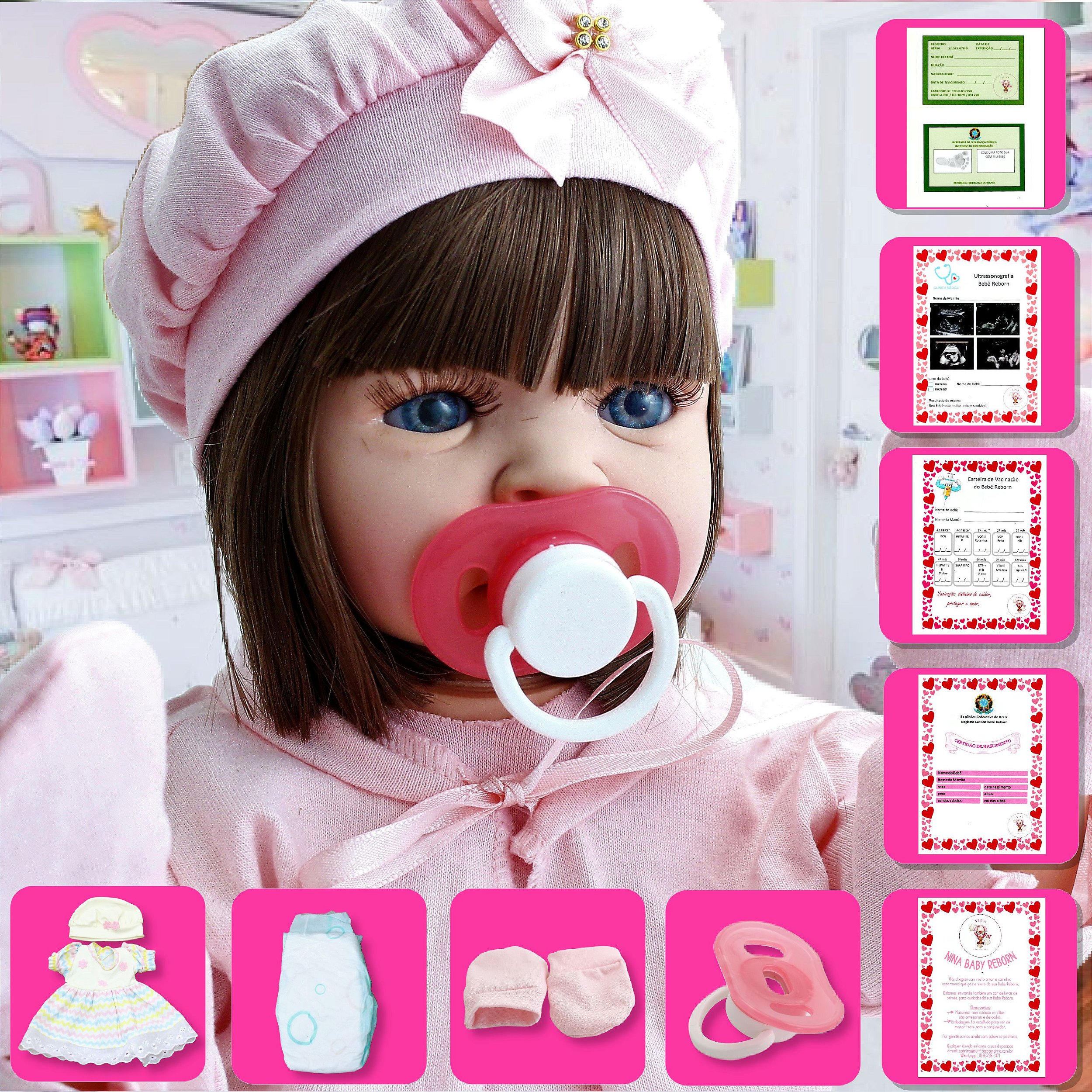 Bebê Reborn de Silicone - Boneca Bebê Reborn Menina Realista