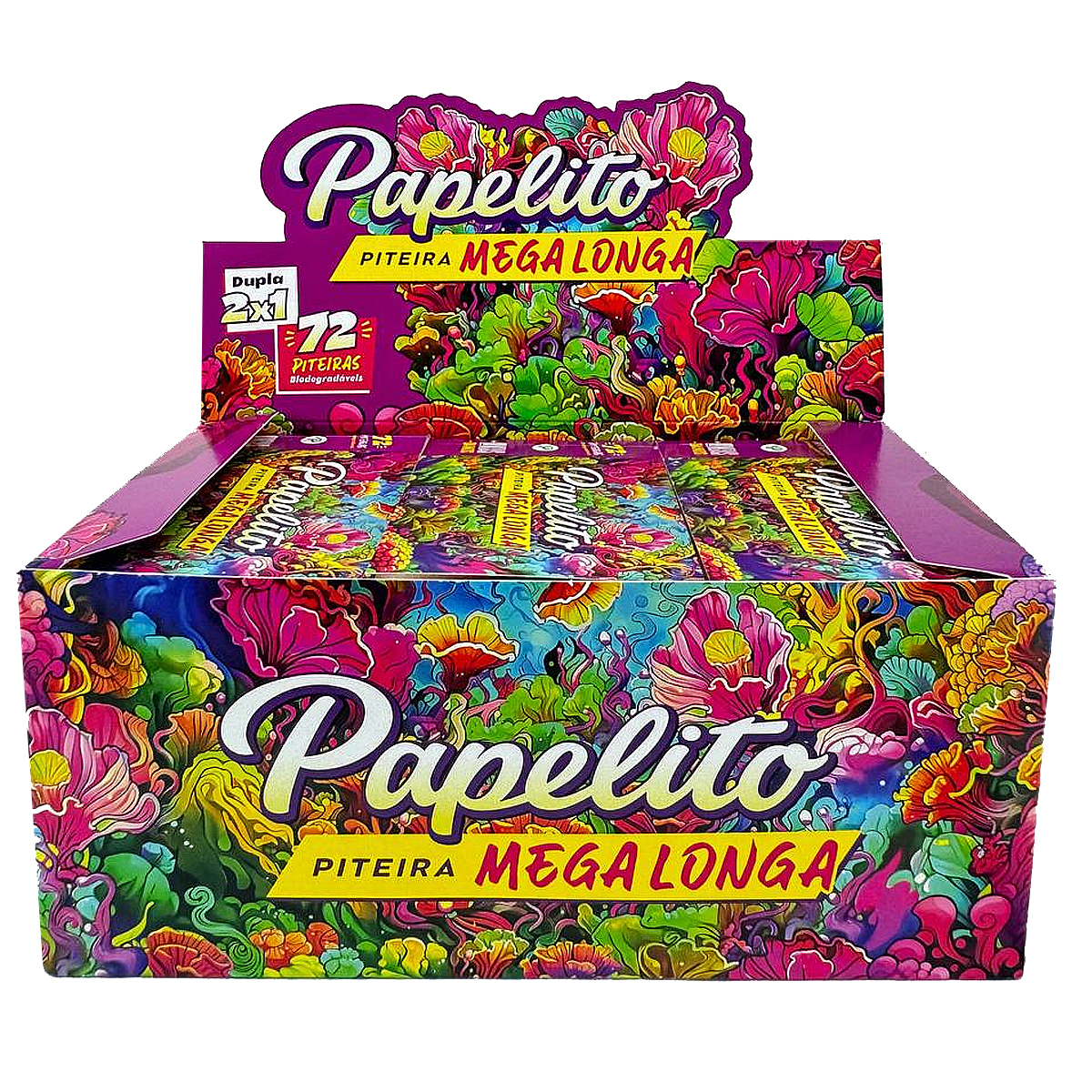 Caixa De Piteira Papelito Biodegradável Mega Longa Dupla 2x1