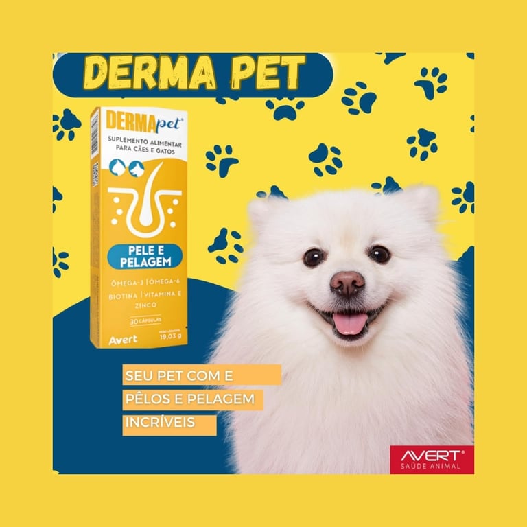 Suplemento Dermapet Cápsulas para Saúde da Pele de Cães e Gatos 30 ...