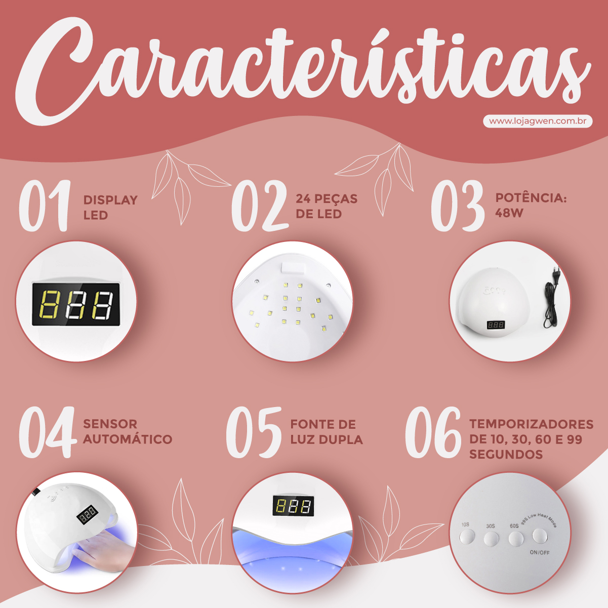 Cabine LED/UV 48W - 127-220V - Gwen