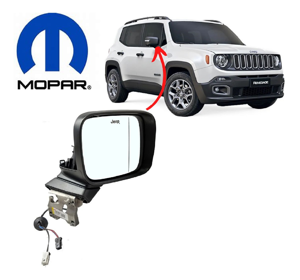 Retrovisor direito Jeep Renegade original Mopar 735612597 - Loja de Peças  para Carros na Web