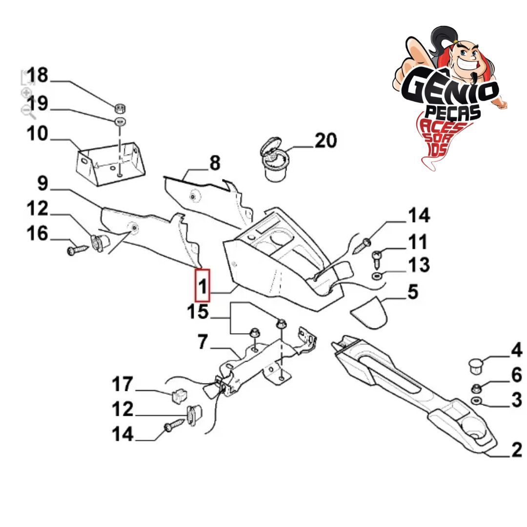 Console Central Fiat Palio Siena Strada Original 100169066 Loja de