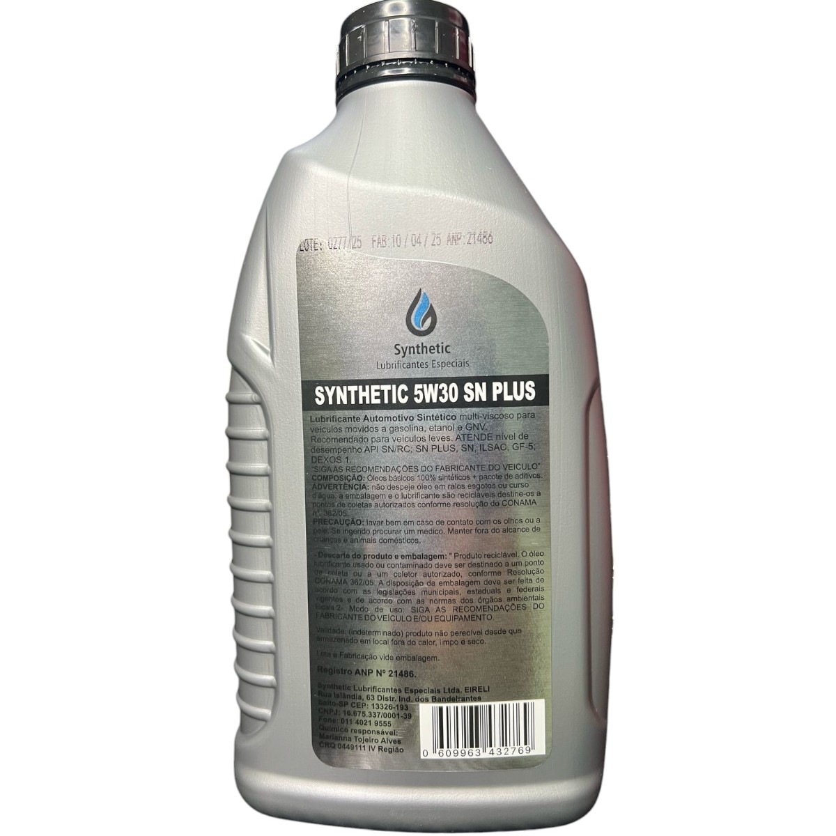 Óleo 5w30 Sintético Api SN Api SN Plus 1 Litro Synthetic - Peças ...
