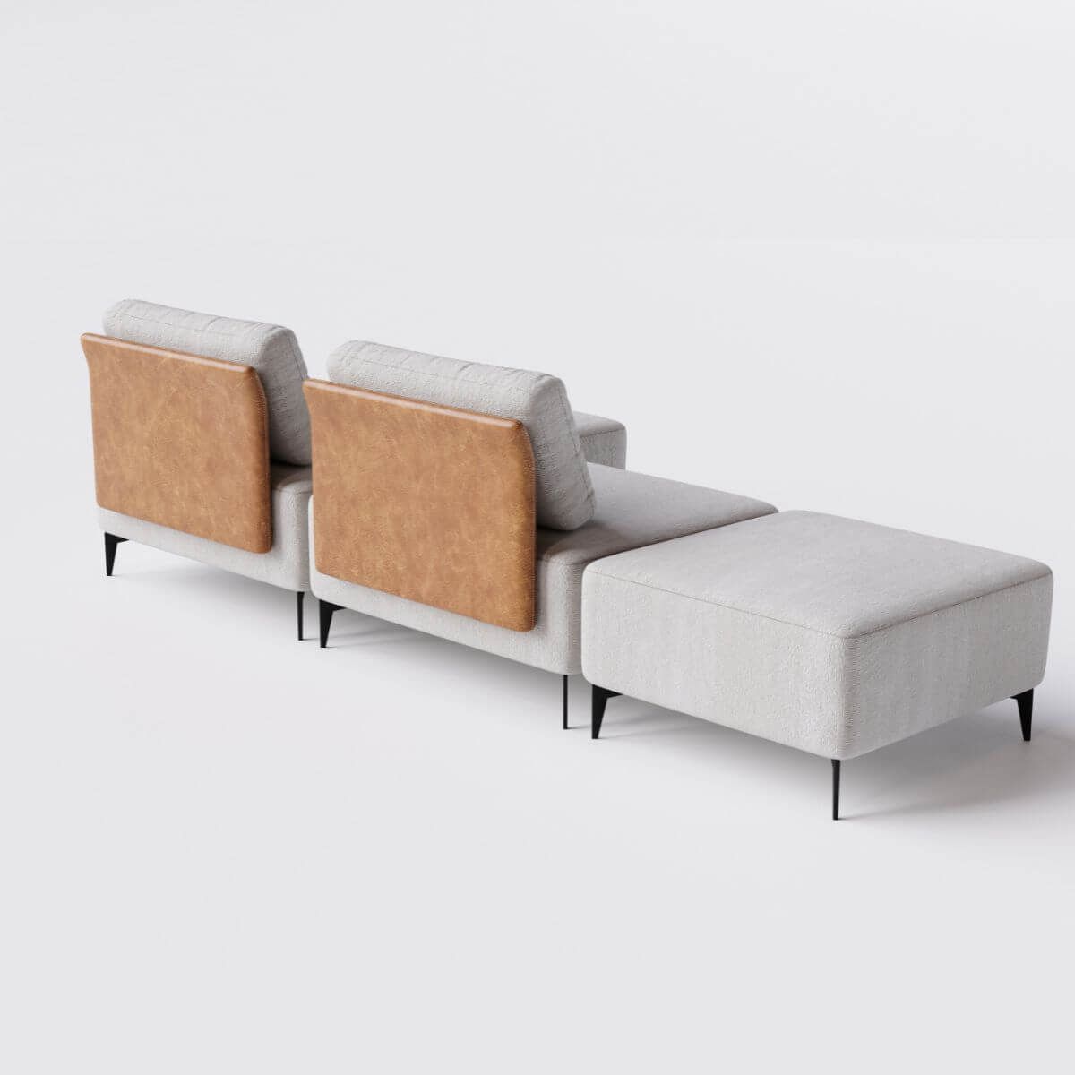 Sofá Chaise com Puff Dream Box 3,00m Cinza e Terracota Sofá Chaise com Puff Dream Box 3,00m Cinza e Terracota