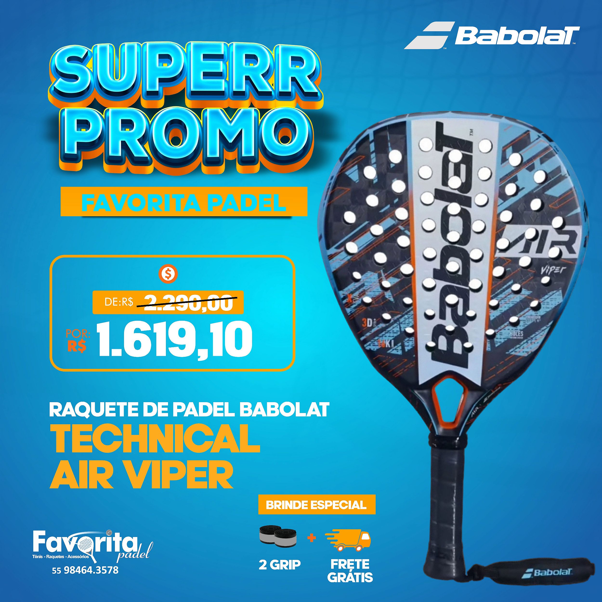 Raquete de Padel Babolat Air Viper Favorita Padel