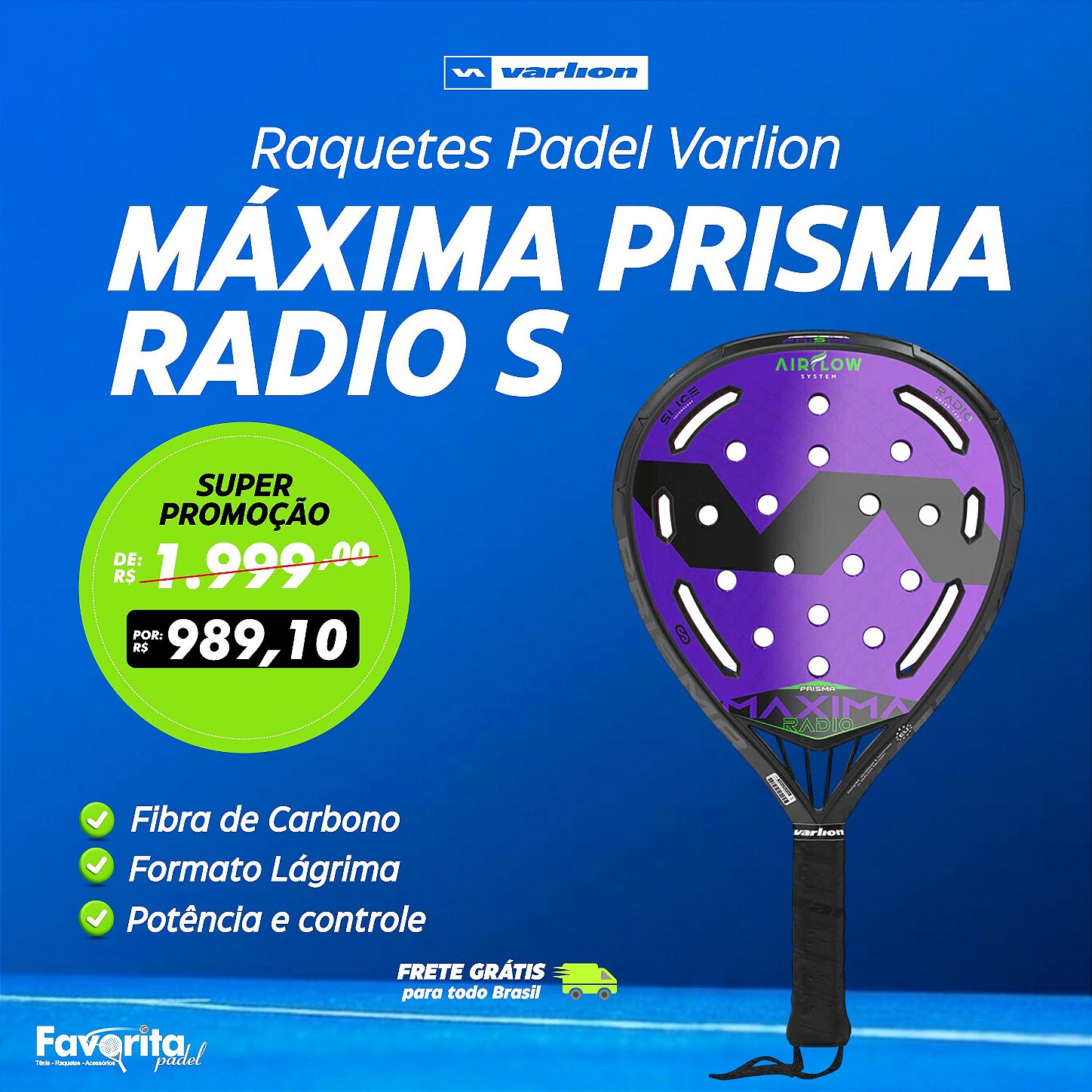Raquete de Padel Varlion Máxima Summum Prisma Radio S - Favorita Padel