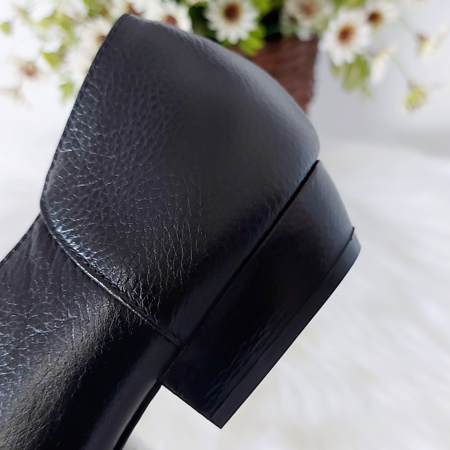 Oxford Preto Couro Legítimo Salto Bloco 2cm Bico Fino - Pri Gonçalves