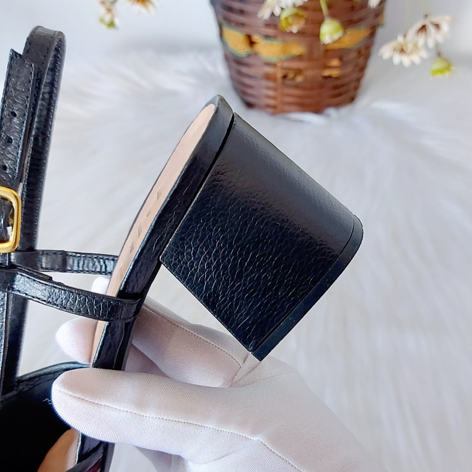Slingback Zebra Preto Couro Salto Bloco 5cm Bico Fino - Pri Gonçalves