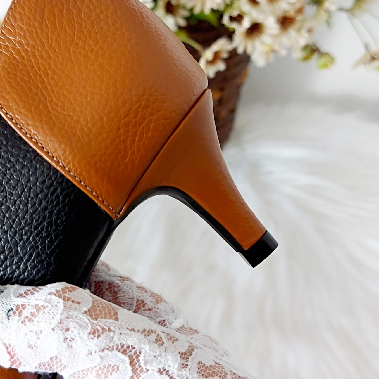 Oxford Preto Caramelo Couro Salto Fino 5cm Bico Fino - Pri Gonçalves