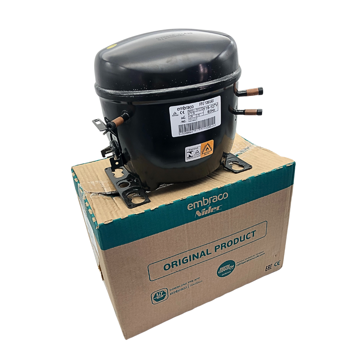 Motor Compressor 1/3 + HP FFU130UAX Embraco Gás R290 110V - Karisfrio
