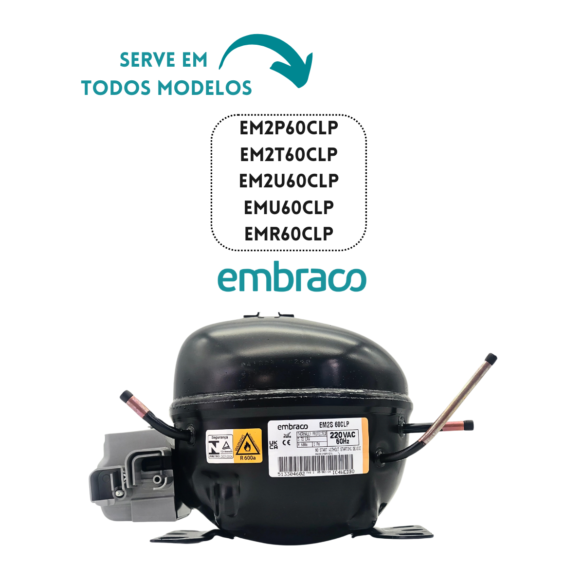 Embraco VEMC9C Compresseur Pour Réfrigérateur/Congélateur - 0060703738