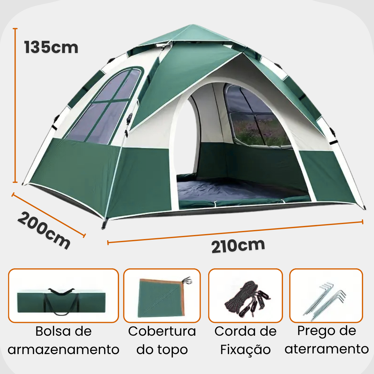 Barraca 4/5 Pessoas Camping Impermeavel Automatica Tipo Iglu - Revomax ...