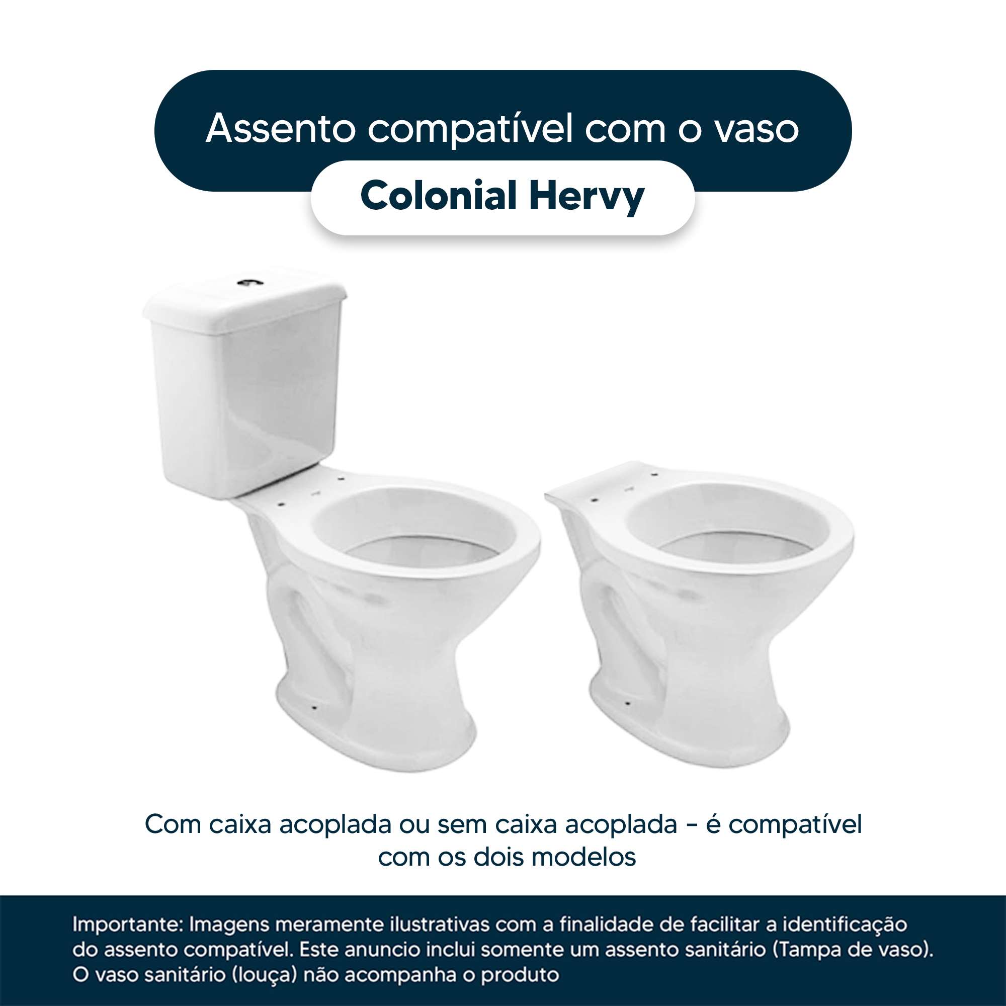 Tampa de Vaso Sanitário com Amortecedor Colonial Marfim (Bege) para ...
