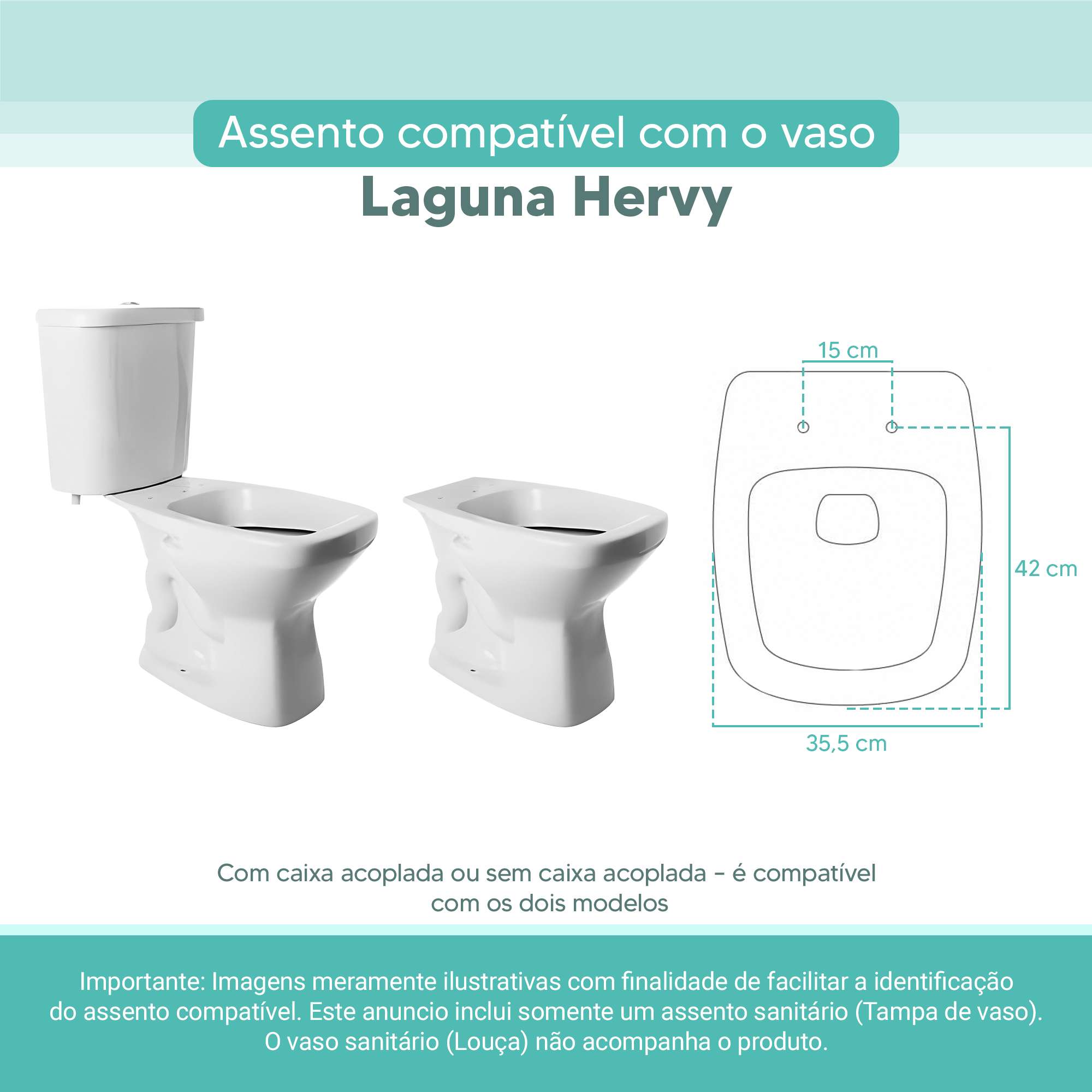 Tampa Vaso Sanitário Madeira Laqueada Laguna Branco para bacia Hervy ...