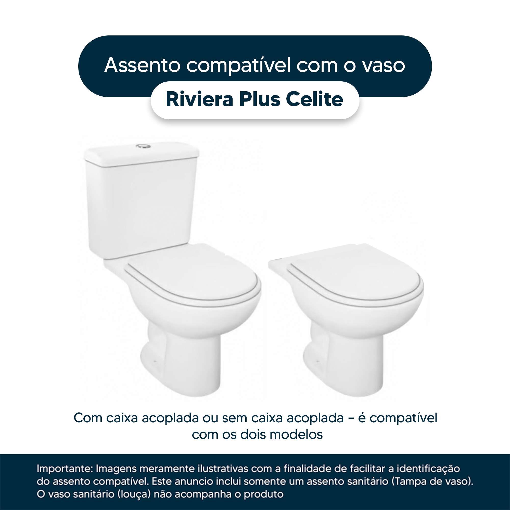 Assento Sanitario Riviera Plus Cinza Prata para vaso Celite - Pontto Lavabo