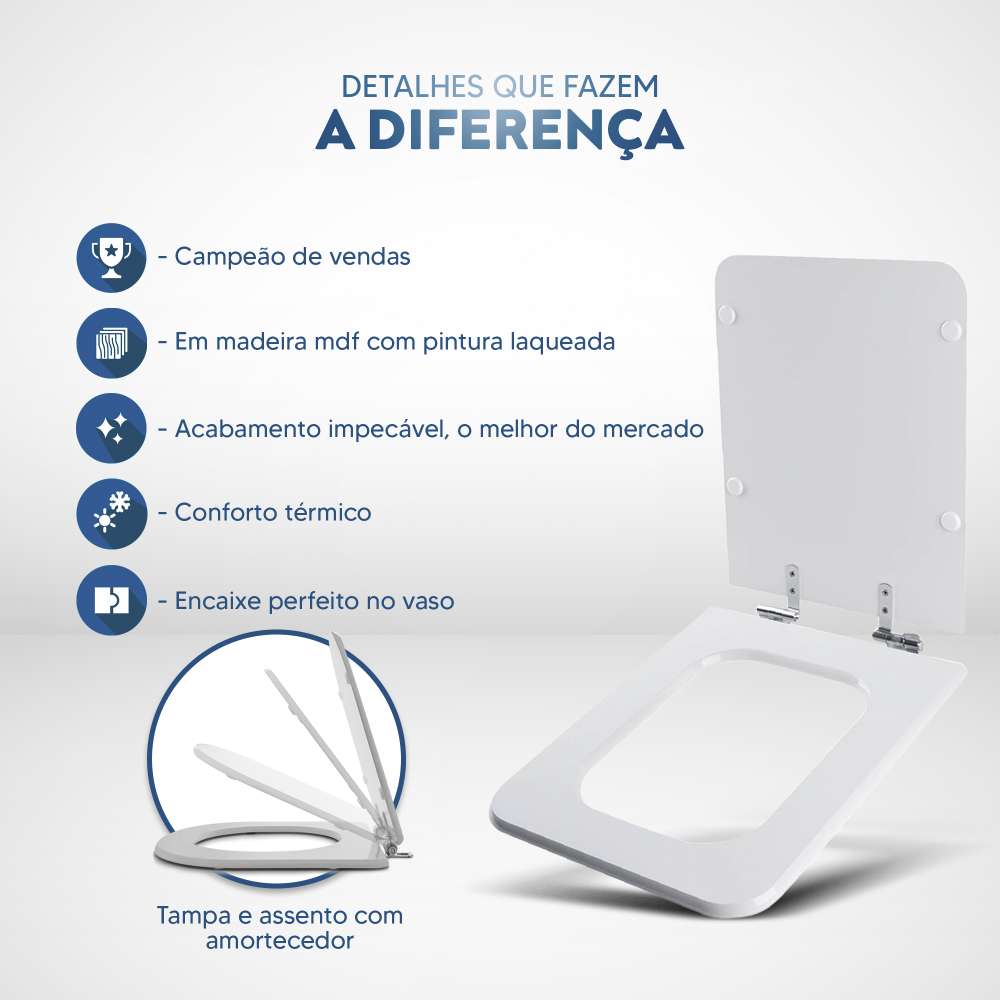 Assento Sanitário Soft Close Square Wild Rose para vaso Incepa - Pontto ...