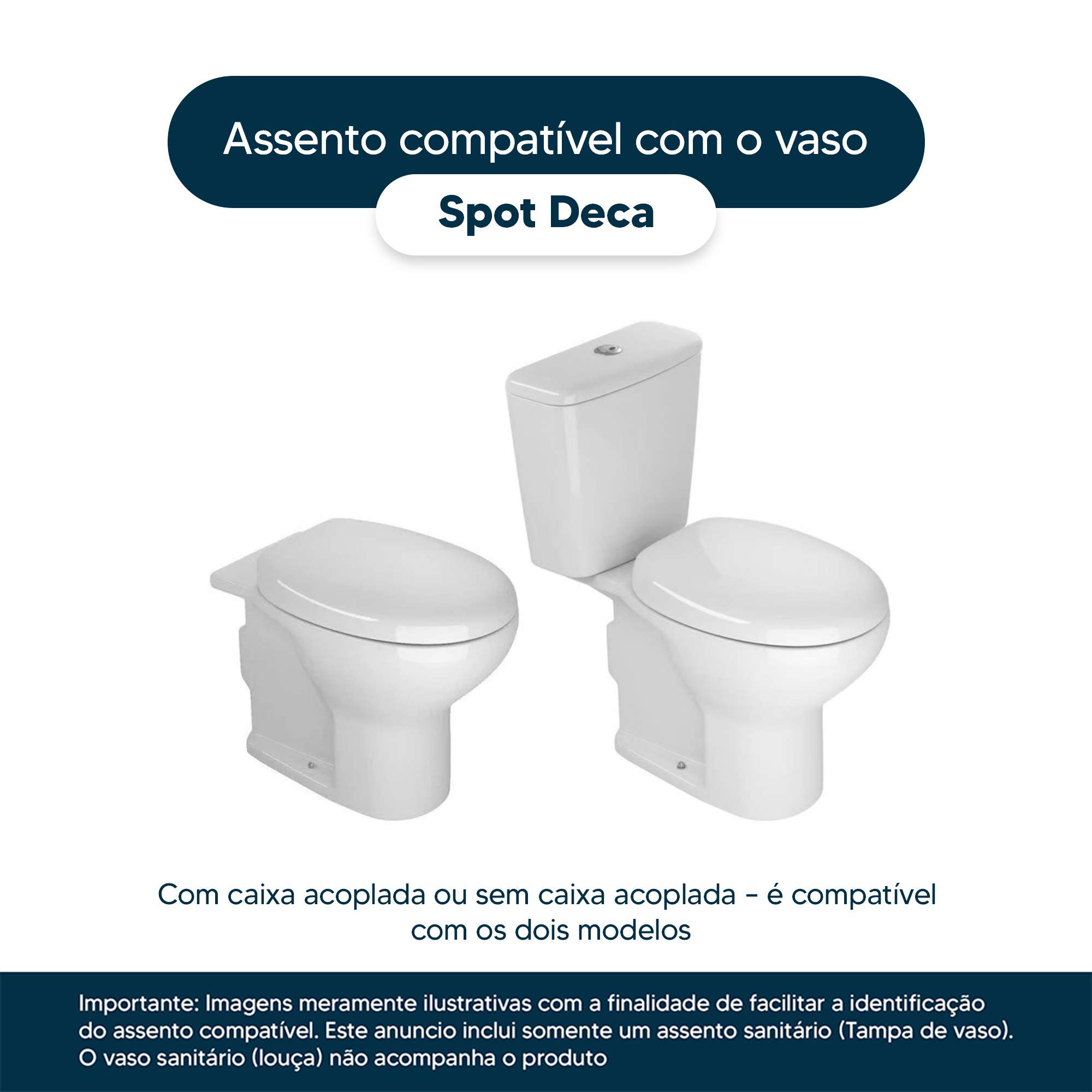 Assento Sanitário com Amortecedor Spot Branco para vaso Deca com ...
