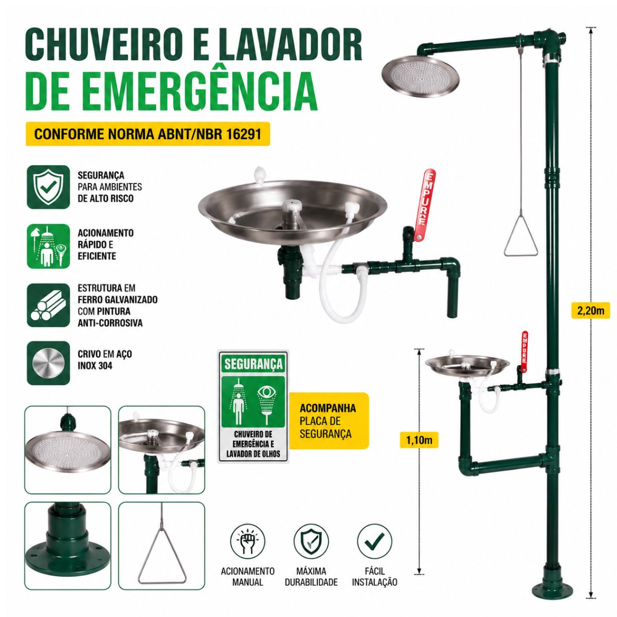 Flashlab Water Chuveiro Lava Olhos de Emergência - FLASHLAB COMÉRCIO E SERVIÇOS LTDA