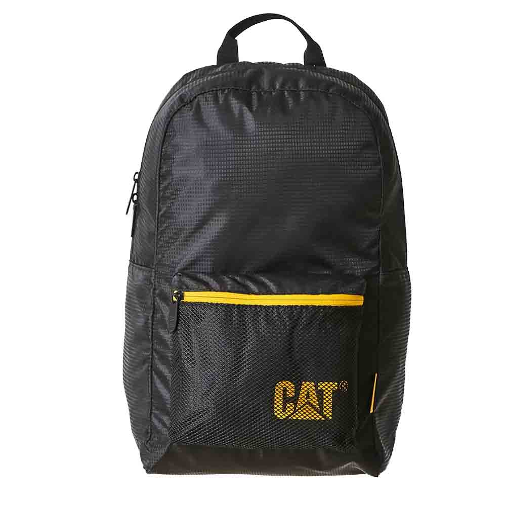 Mochila Caterpillar Bumper Backpack Preto e Amarelo Viajante Moderno