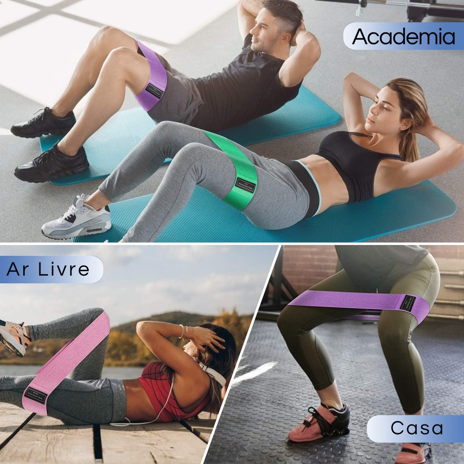 3 Faixas Elásticas mini band Exercícios Casa perna gluteos - Pulsar Sports