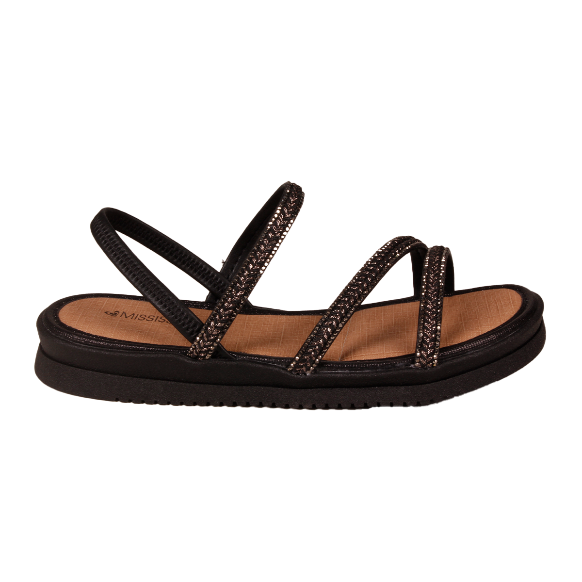 Sandália flatform Metalizada Confortável Feminino Mississipi Me353