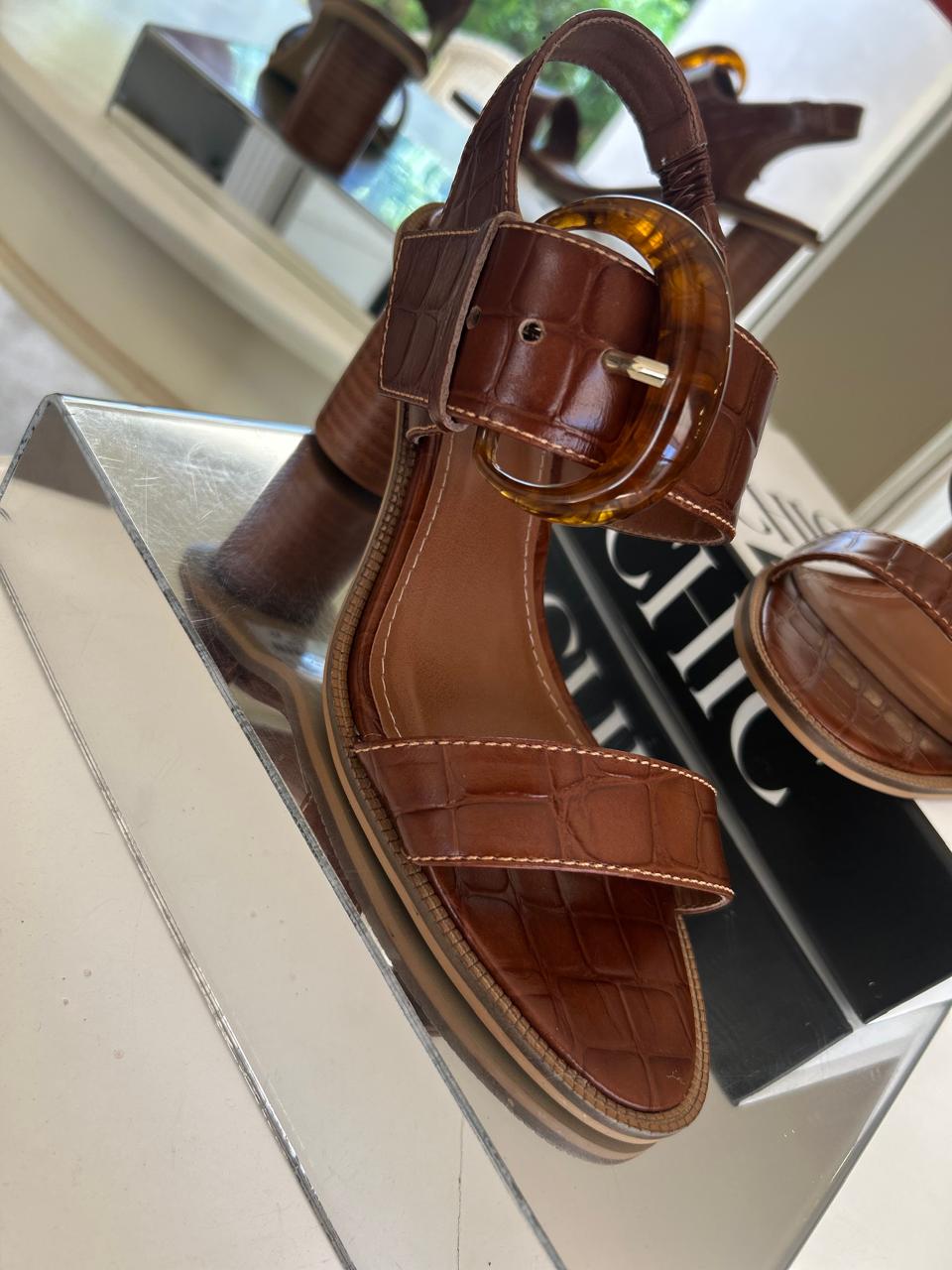 Sandália Marcela Croco Wood - Viviana Calçados | Bolsas, Sapatos