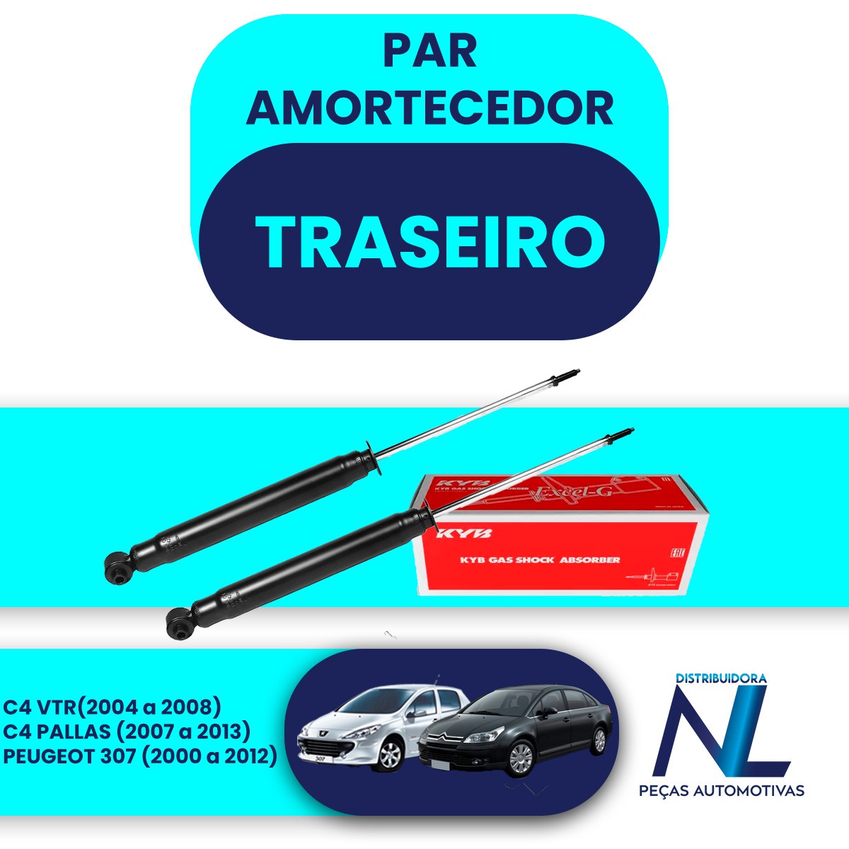 Par 2 Amortecedores Traseiro C4 Pallas Hatch VTR Peugeot 307 - NL Peças  Automotivas