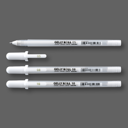 Caneta Gel Gelly Roll Fino 0.5mm - BRANCO -Uso Artísitico/Profissional ...