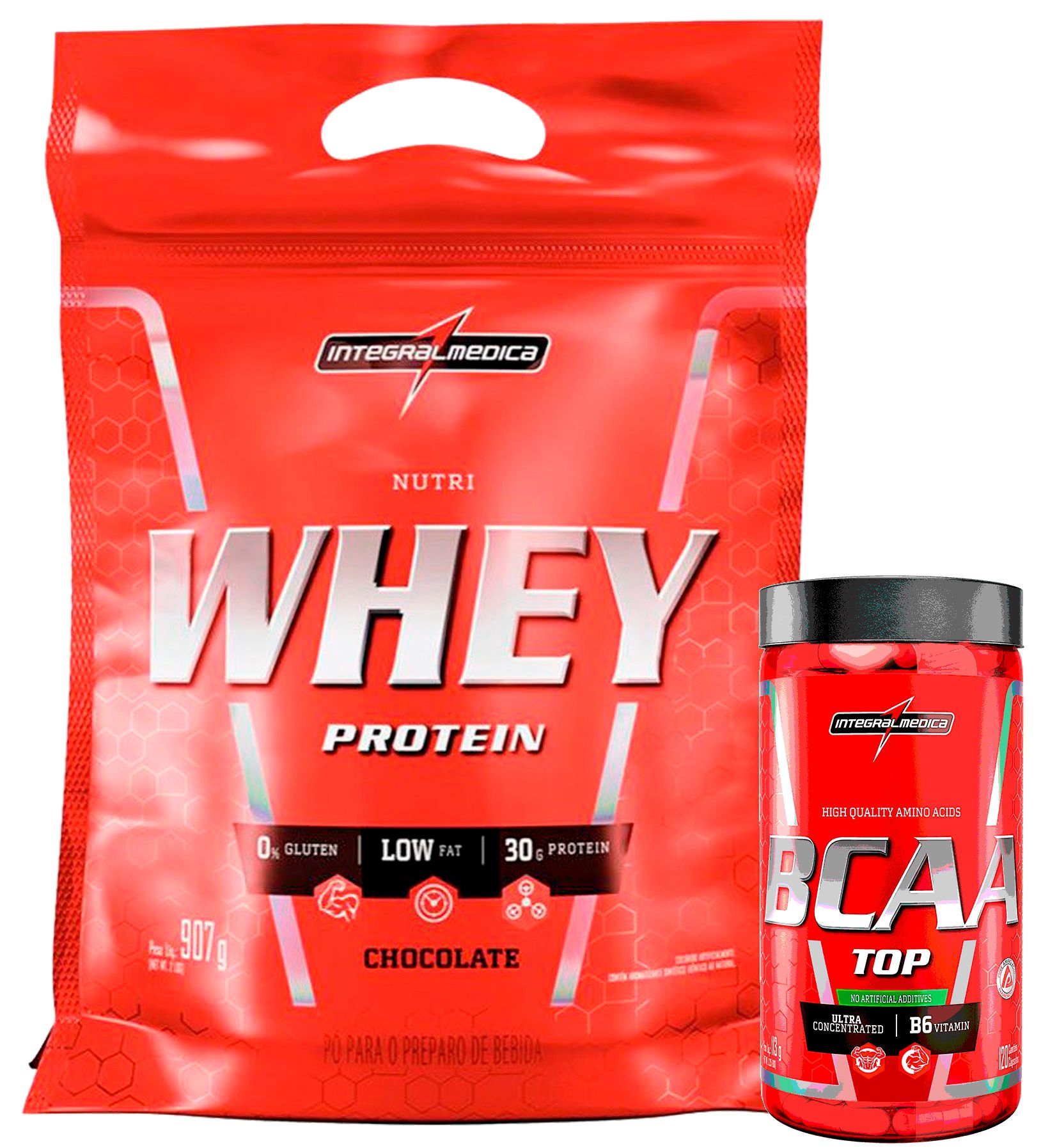 Nutri Whey Protein 1,8 kg + Bcaa Top 4:1:1 120 Cápsulas - Integralmedica -  Nocaute Suplementos | Força e Saúde