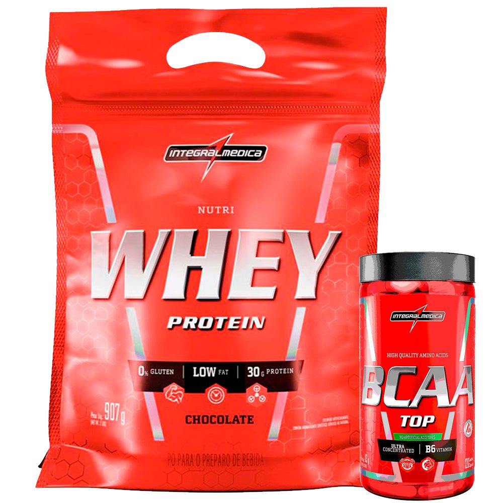 Kit Nutri Whey Protein 1,8kg + Bcaa Top 120 Cápsulas - Integralmedica -  Nocaute Suplementos | Força e Saúde