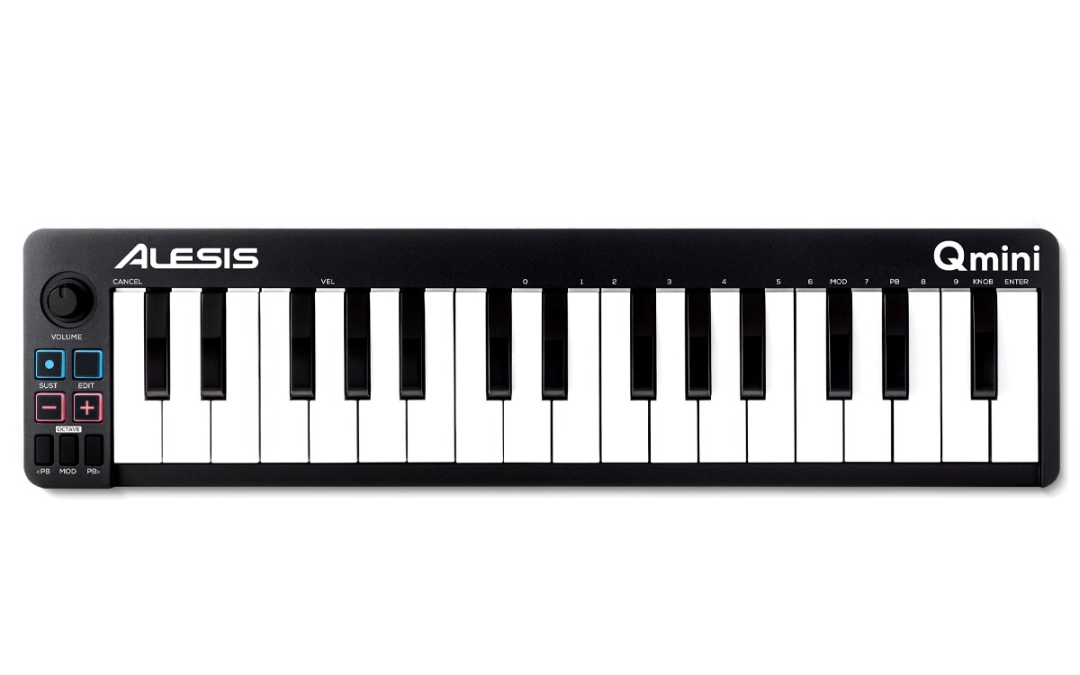 Teclado Controlador Mini USB MIDI 32 Teclas Alesis Q MINI Brug Áudio Vídeo Automação