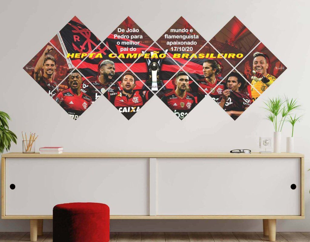 Quadro do Flamengo Heptacampeão Brasileiro 3d Mosaico 13 Peças ...