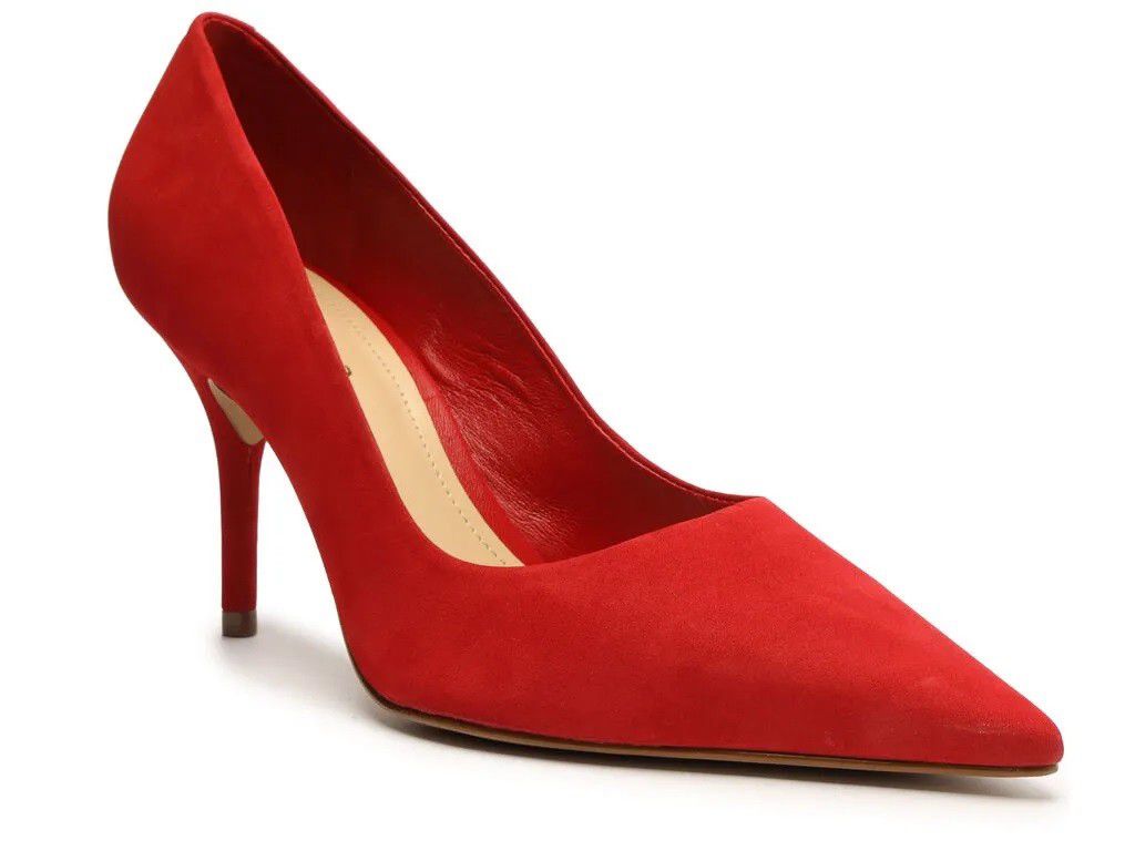 SCARPIN AREZZO SALTO ALTO NOBUCK ACAMUR ADO VERMELHO Lojas Trend