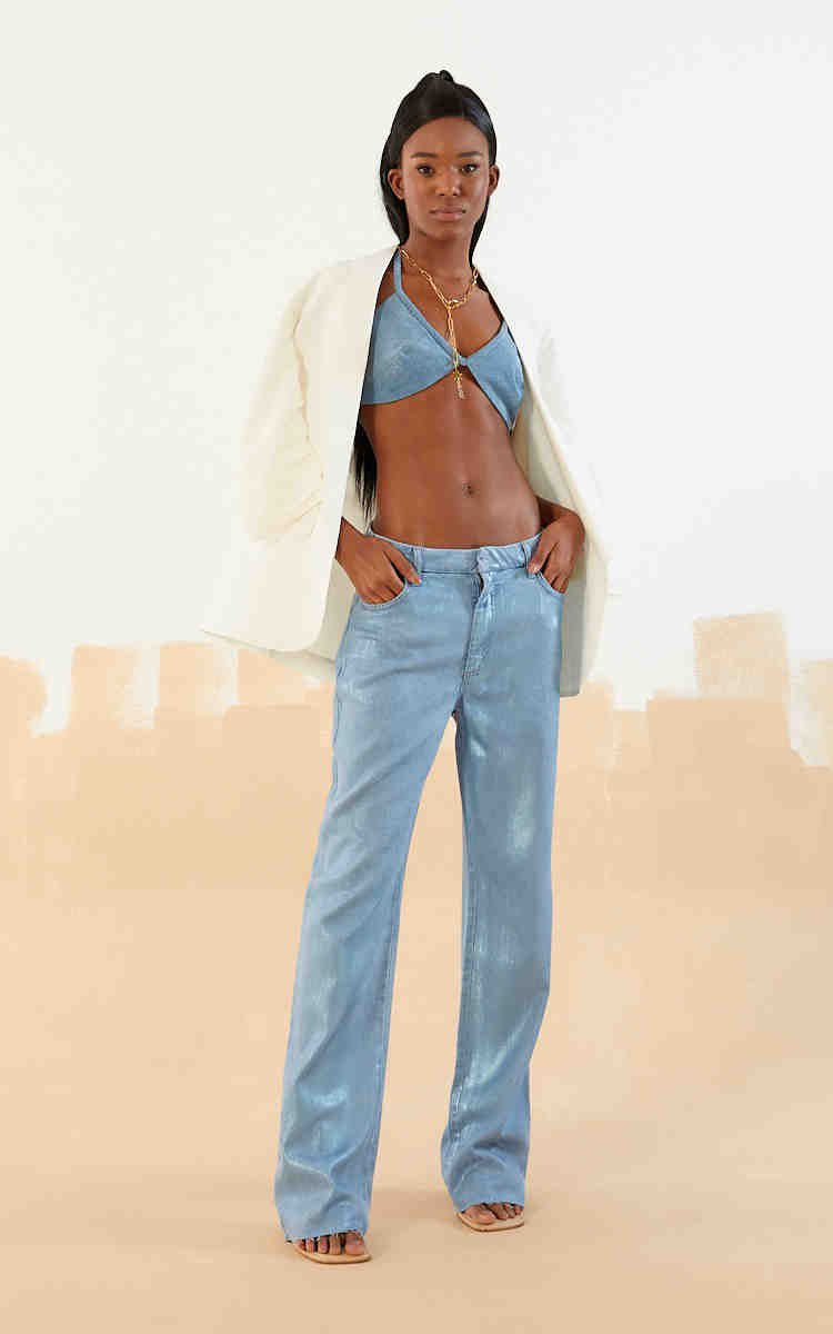 そお Sea. Leather & Jeans オーダーメイド CALÇA OPEN JEANS METALIZADA NATALIA - INDIGO - Lojas Trend