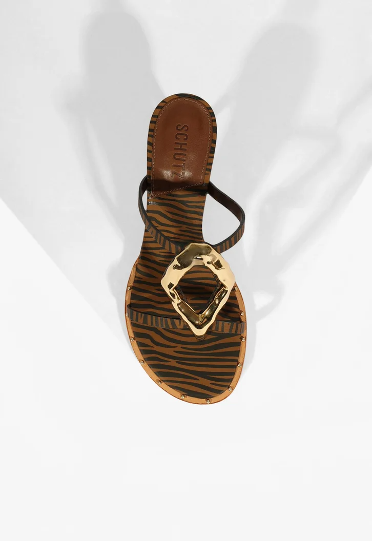 MULE SCHUTZ SALTO MEDIO COURO ZEBRA - Lojas Trend