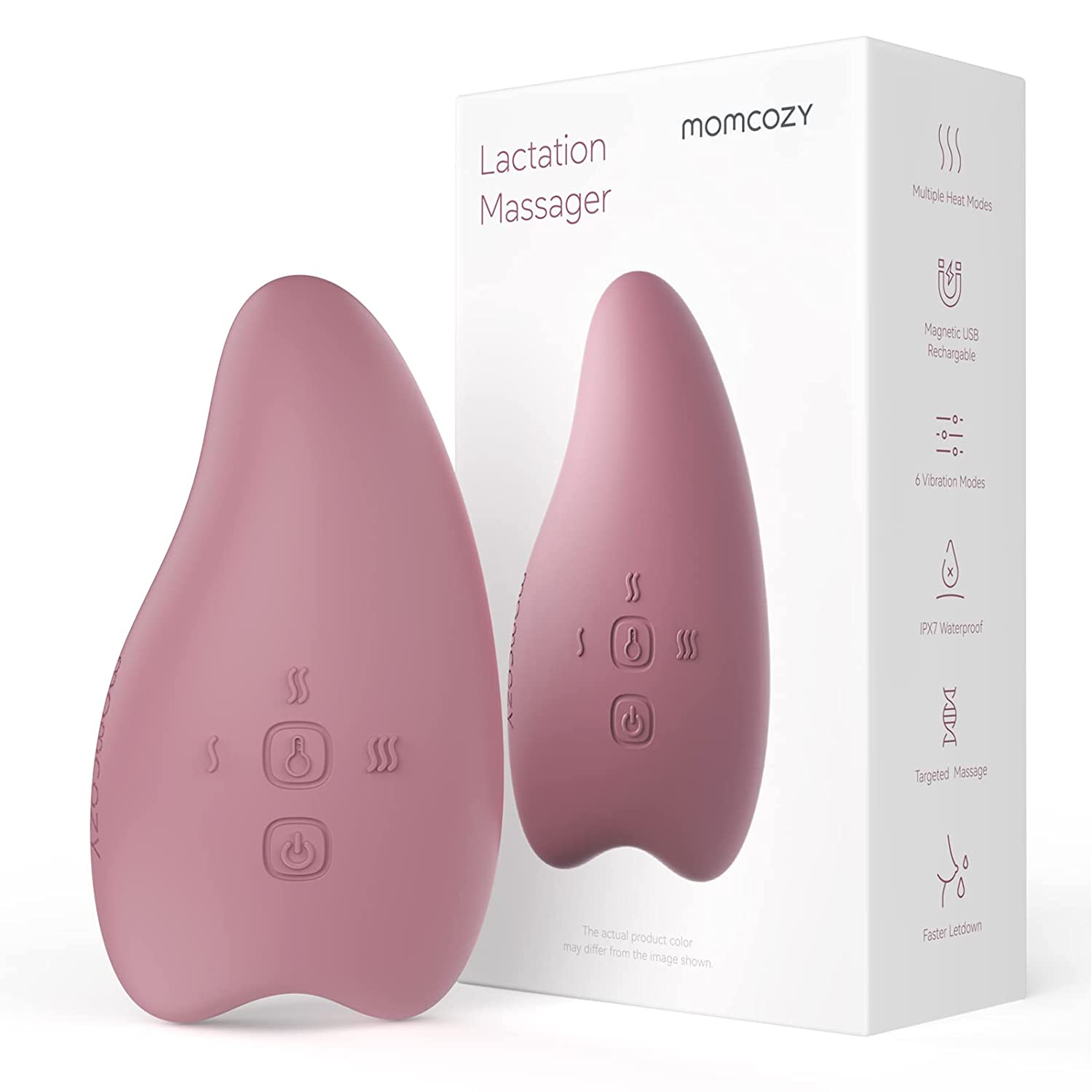 Massageador de lactação Momcozy Warming 2 em 1, massageador de mama macio  para amamentação, ajuste de calor e vibração para dutos entupidos, melhora  o fluxo de leite, ingurgitamento