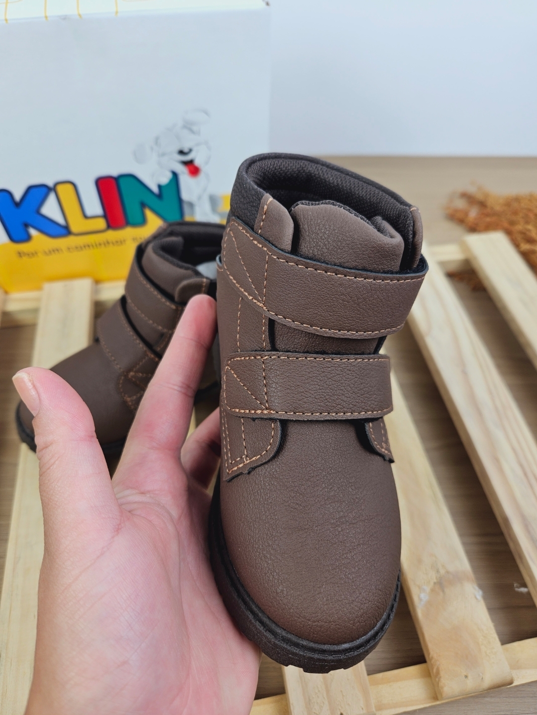 Bota Coturno Infantil Masculino Klin Rock Mini com Velcro Ju