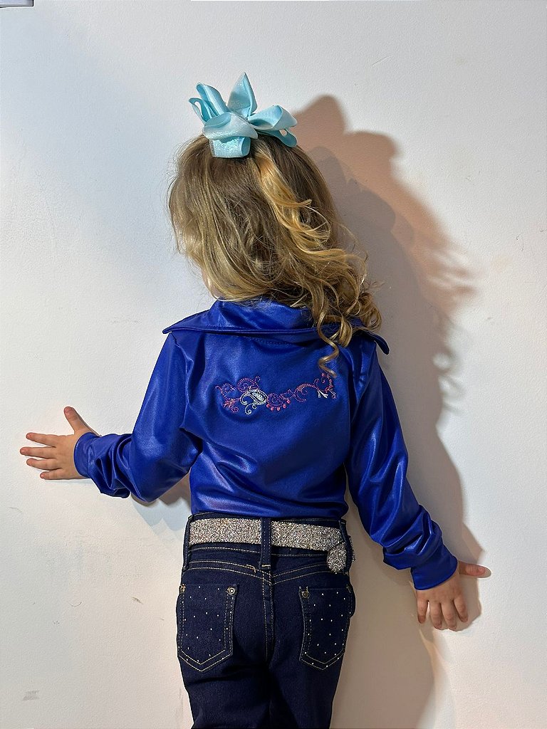 Body Camisa Infantil Blue Bordado Texas Ranch - Texas Ranch Jeans