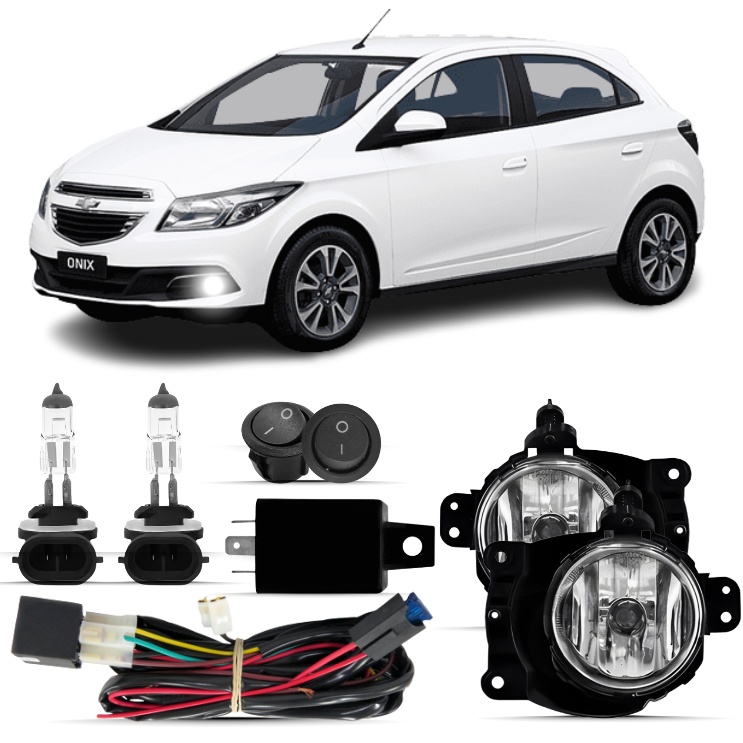 Kit Farol Milha Chevrolet Onix 2012 2013 2014 2015 2016 - NK Auto Peças