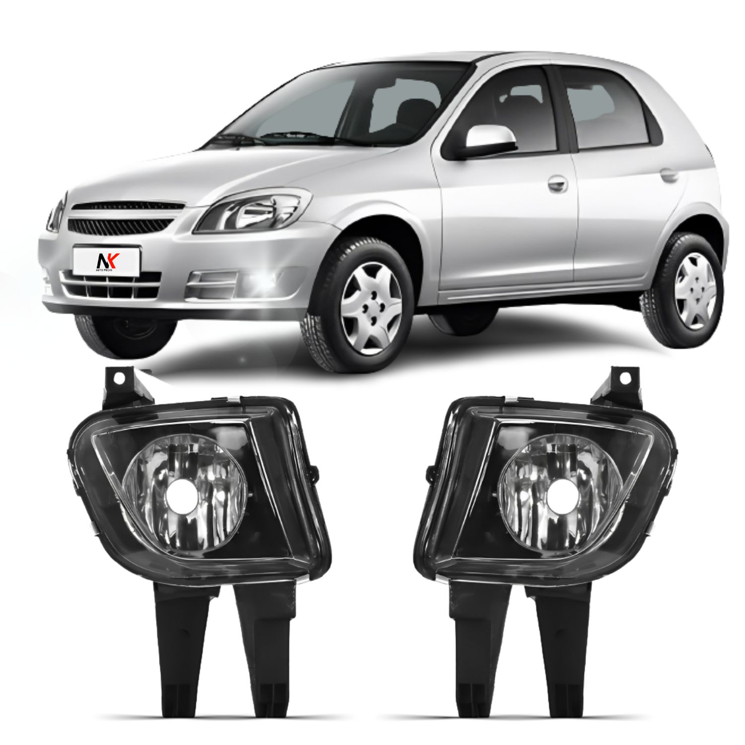 Par Farol + Lanterna + Milha Saveiro G4 2005 07 2008 Cromado - NK Auto Peças