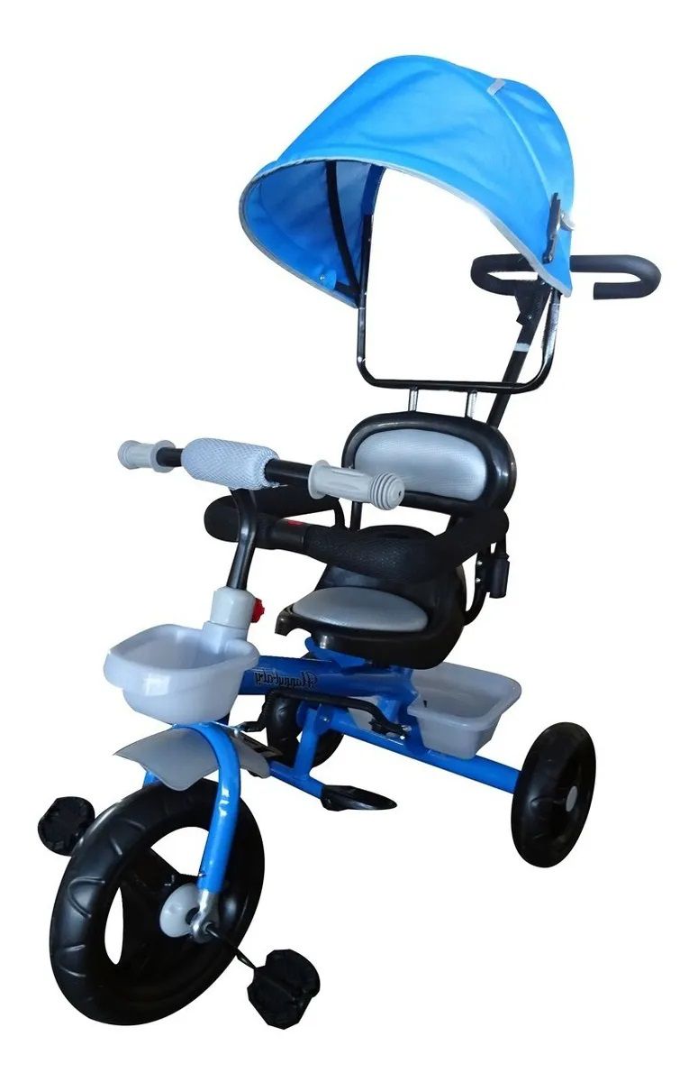 Triciclo Infantil Empurrador Com Capota Azul BW084AZ