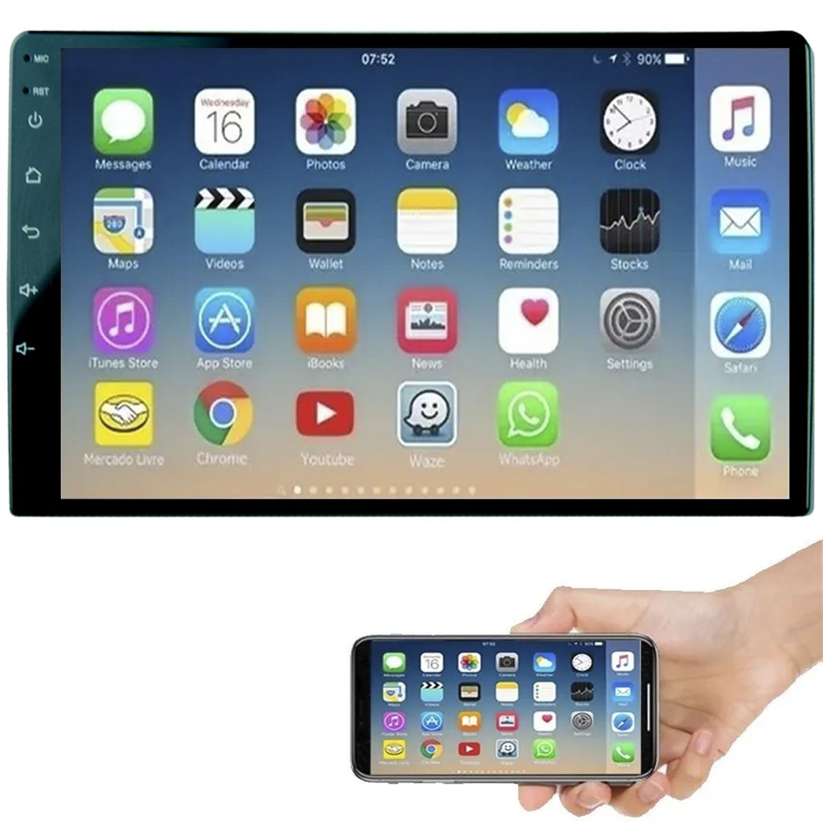 Multimídia DVD 9 Polegadas Espelhamento Android e iPhone MP10.1 -Voolt ...