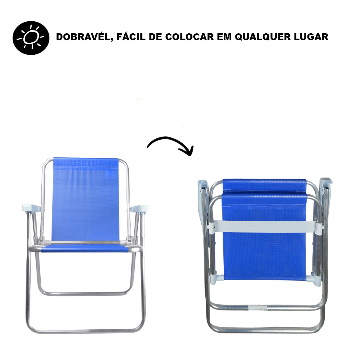 Kit 2x Cadeiras de Praia Alta Alumínio Sannet Azul - Mor - Auto Equip